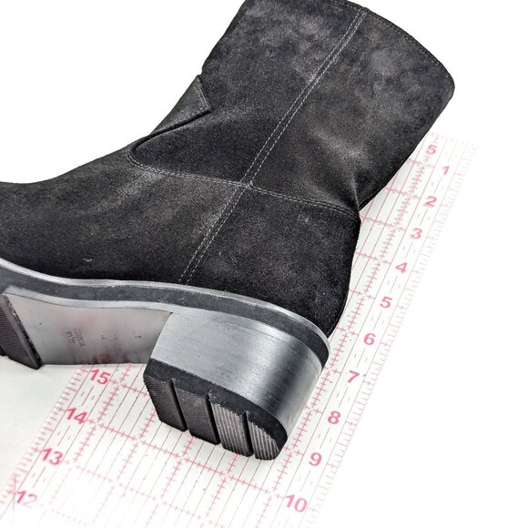 Stuart Weitzman Women Boulevard Black Suede Moto Mid Calf Boots size 8 - Picture 7 of 11
